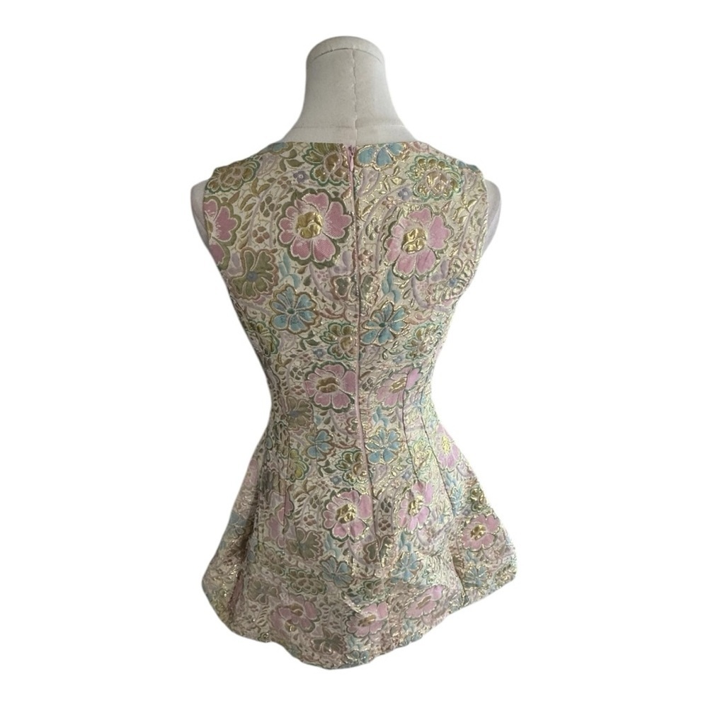 AX PARIS‎ Metallic Skater Floral Sleeveless Mini Dress Size 8 6 4 Summer Wedding - Picture 5 of 8